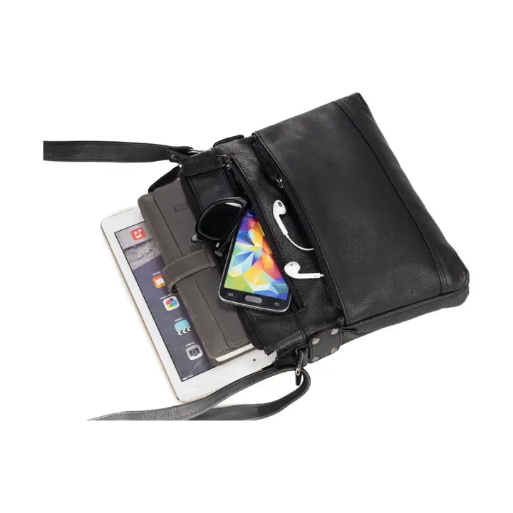 Greenwood Crossbody Leather Bag - Black
