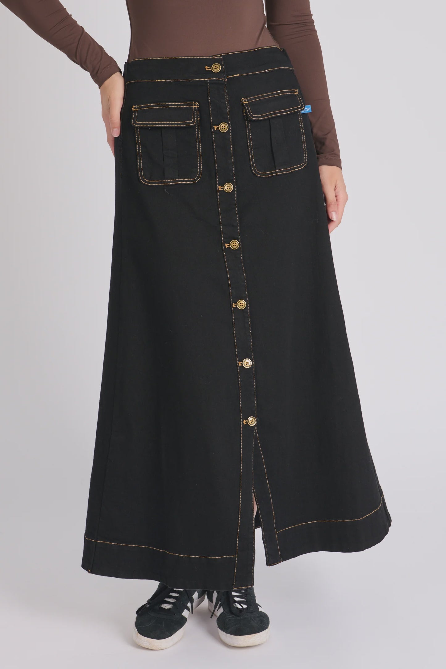One Ten Willow Cargo Pocket Maxi Skirt Black