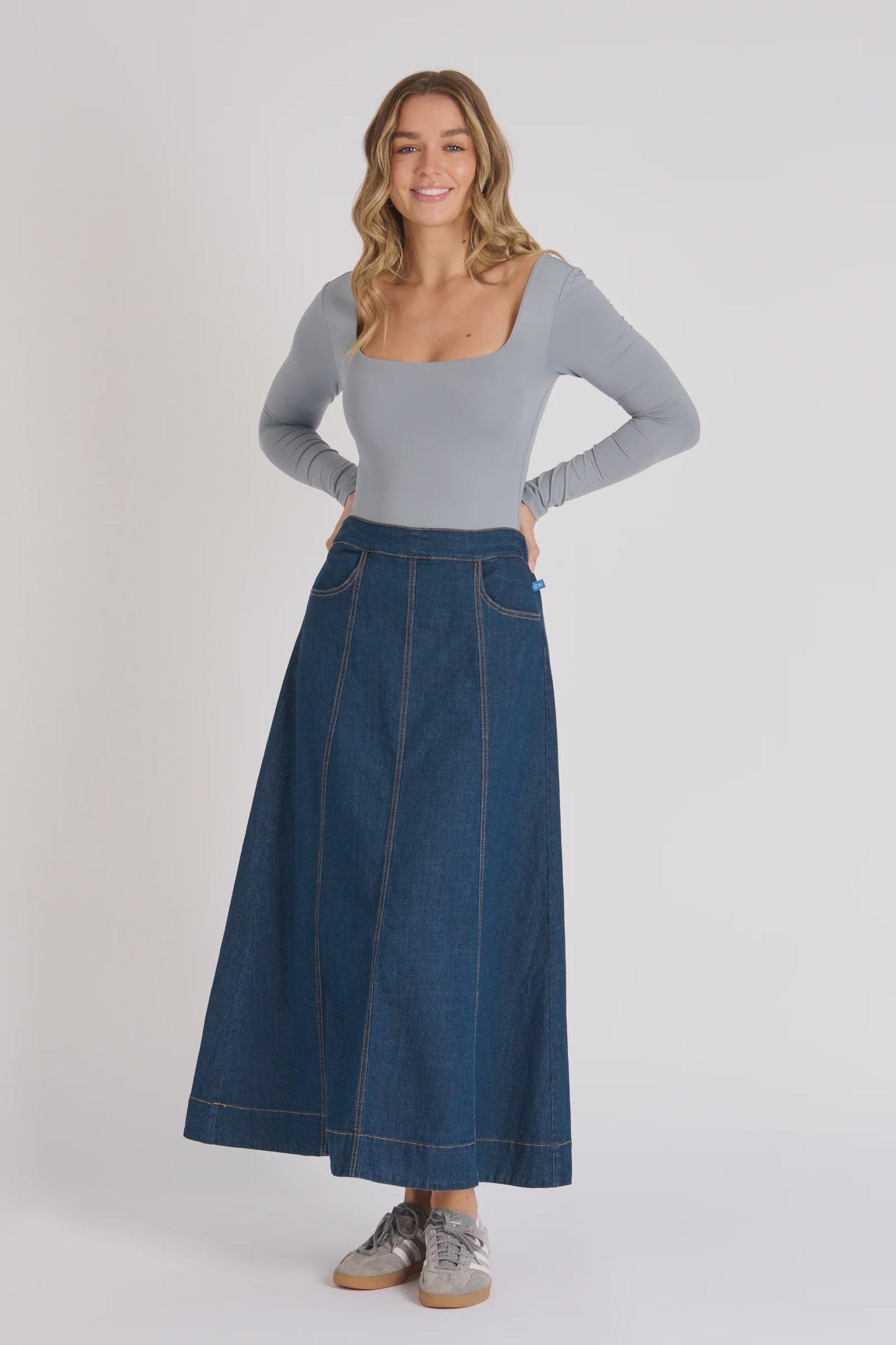 One Ten Willow A Line Maxi Skirt - Dark Denim