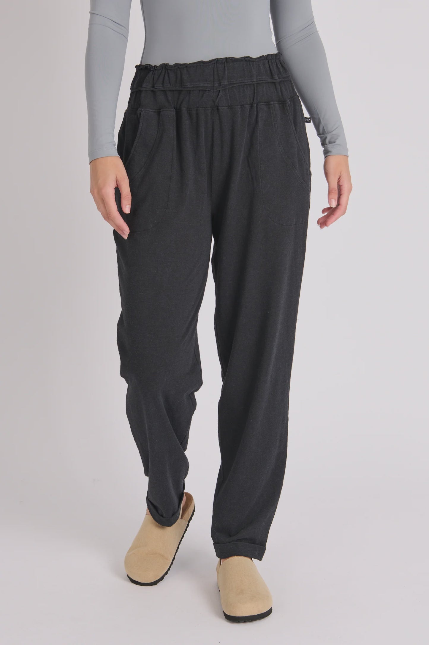One Ten Willow Waist Detail Pant Black