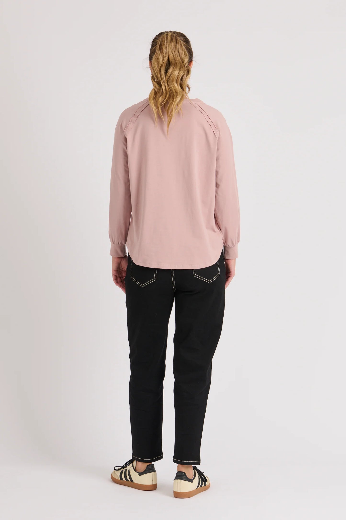 One Ten Willow Collar Detail Long Sleeve Top - Rose