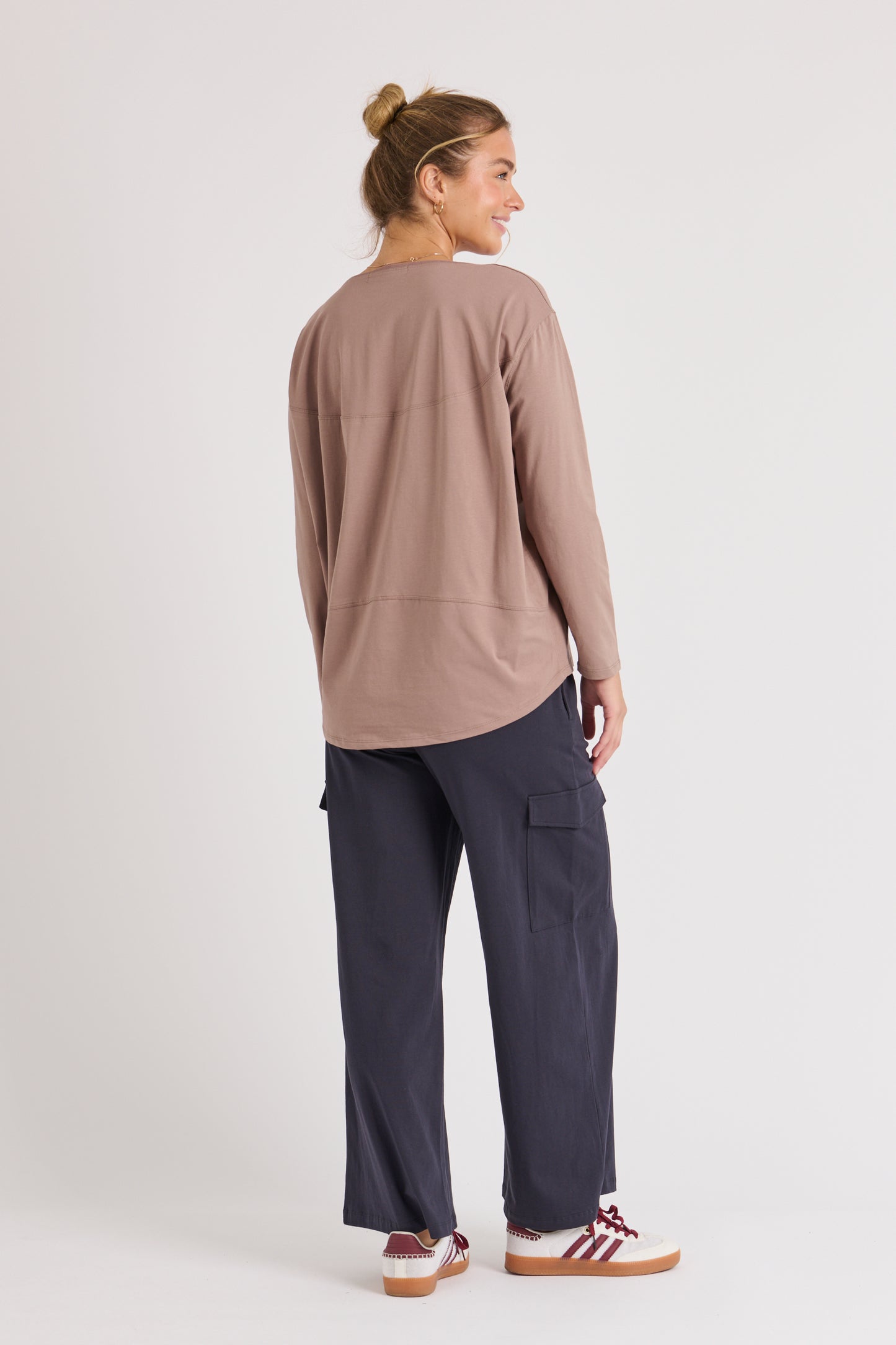 One Ten Willow Panel Drop Back Top Mocha