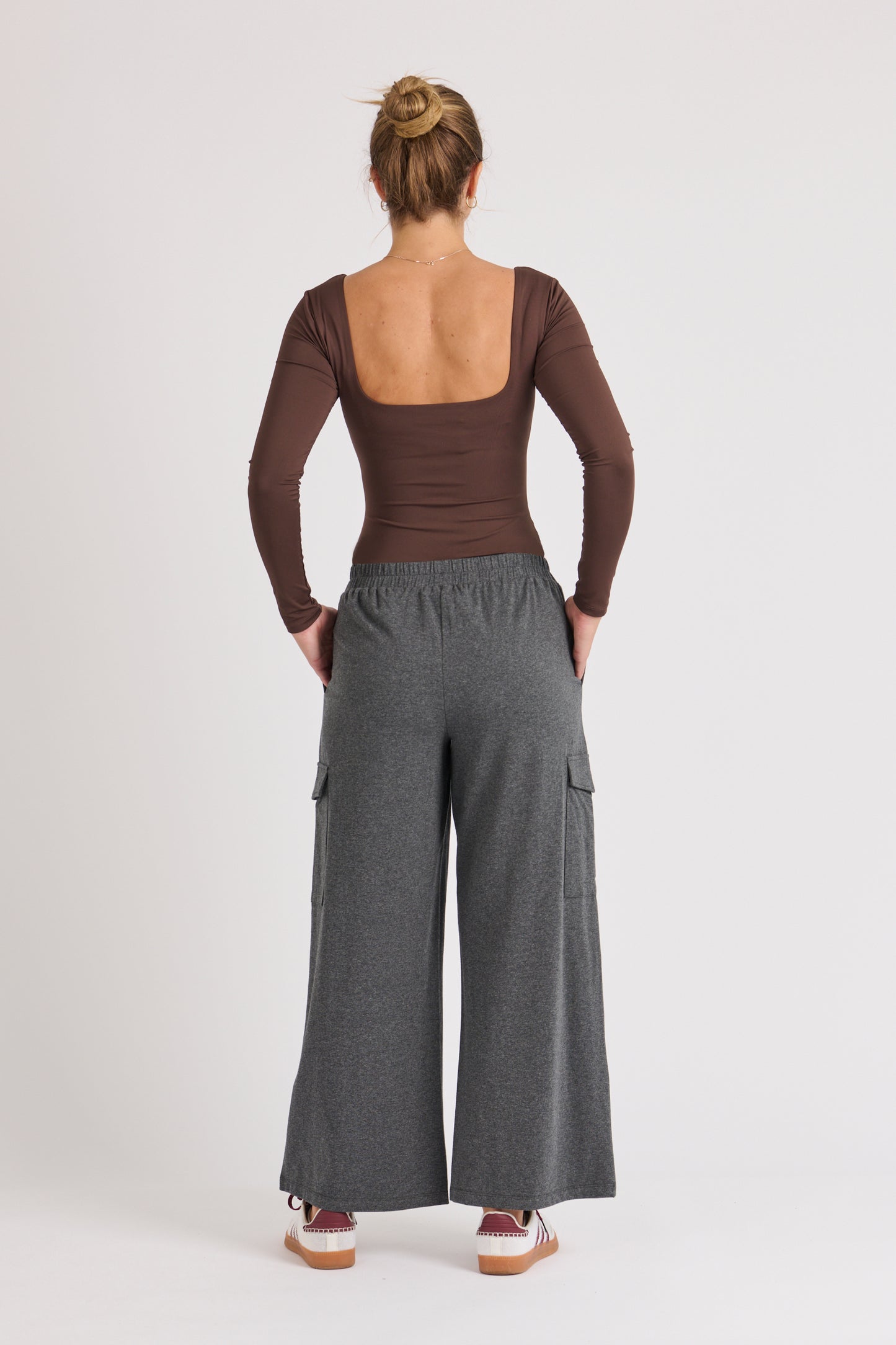 One Ten Willow Wide Leg Cargo Pant Black Marle