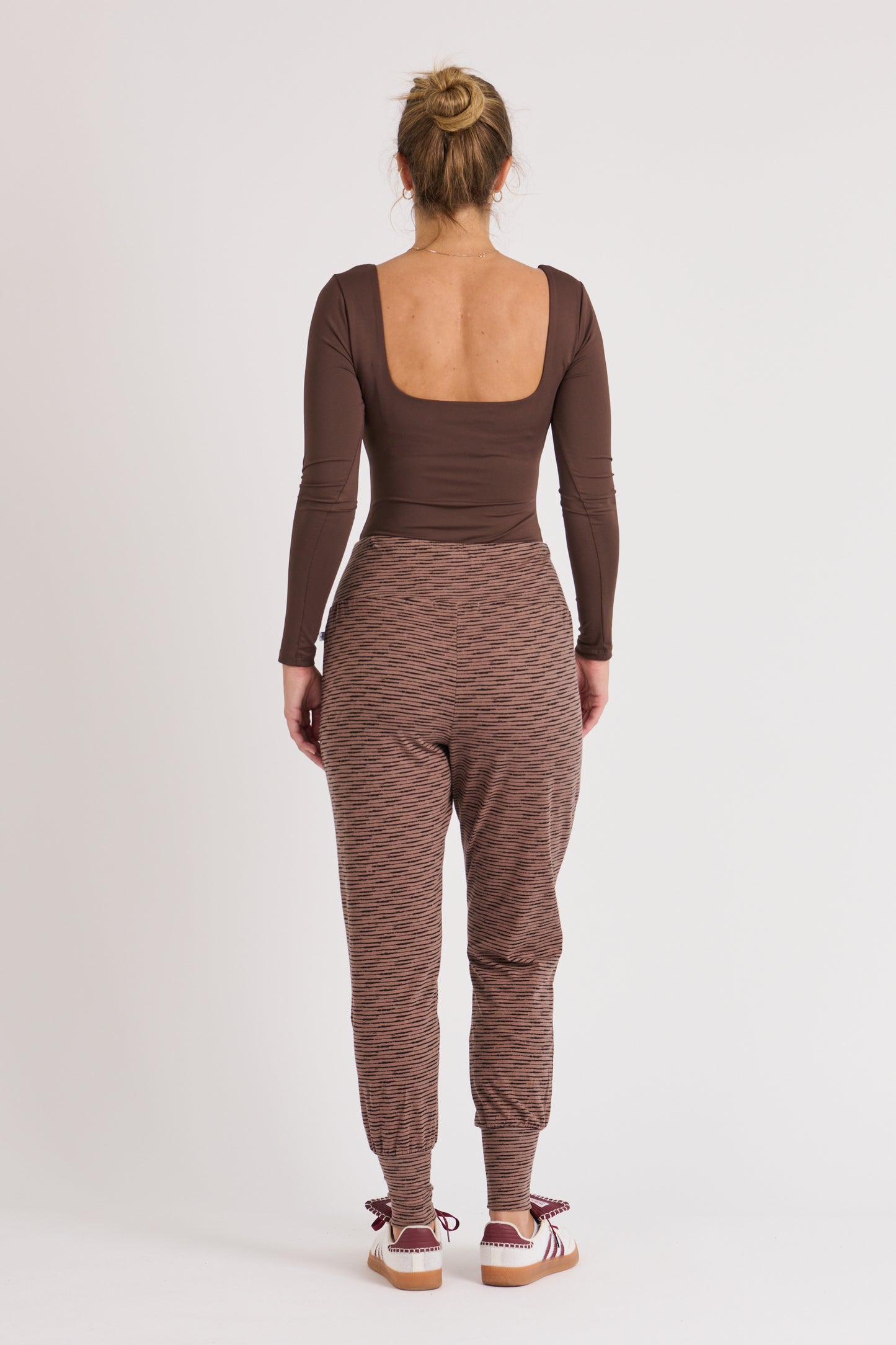 One Ten Willow Waist Detail Jogger Pant Chocolate Stripe