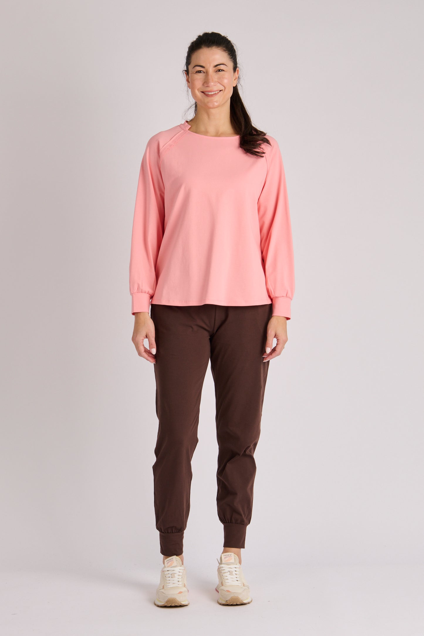 onetenwillow Collar Detail Long Sleeve Tee - Pink Crush