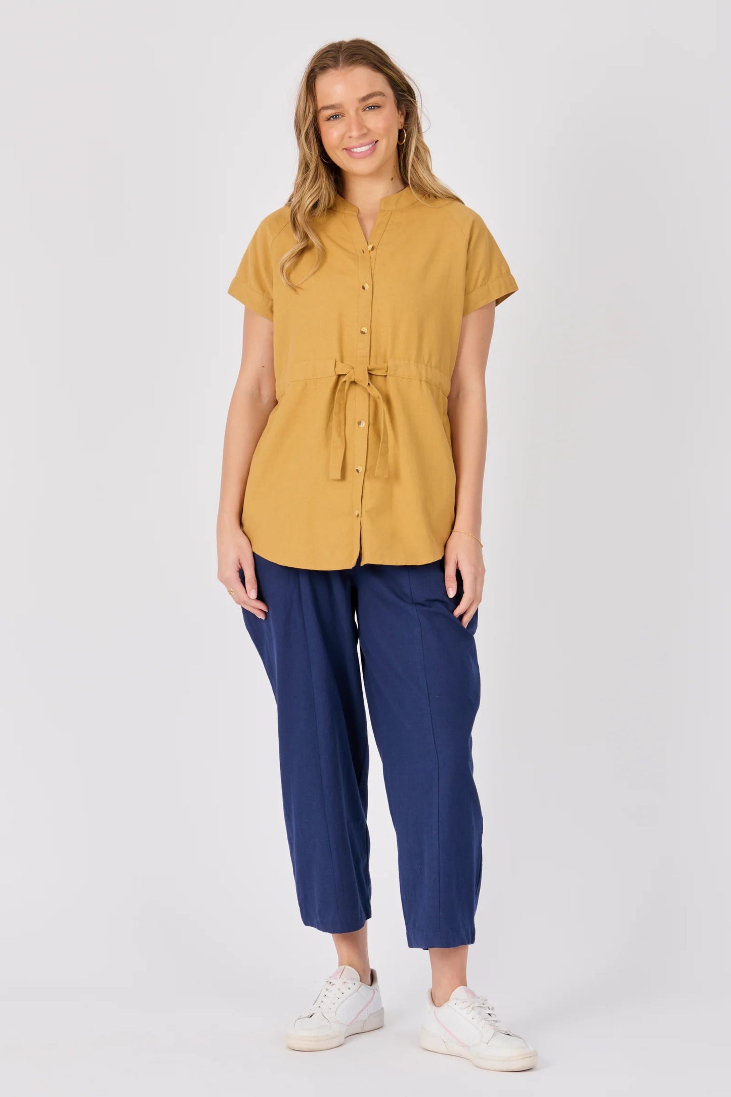 One Ten Willow Tie Detail Blouse Caramel