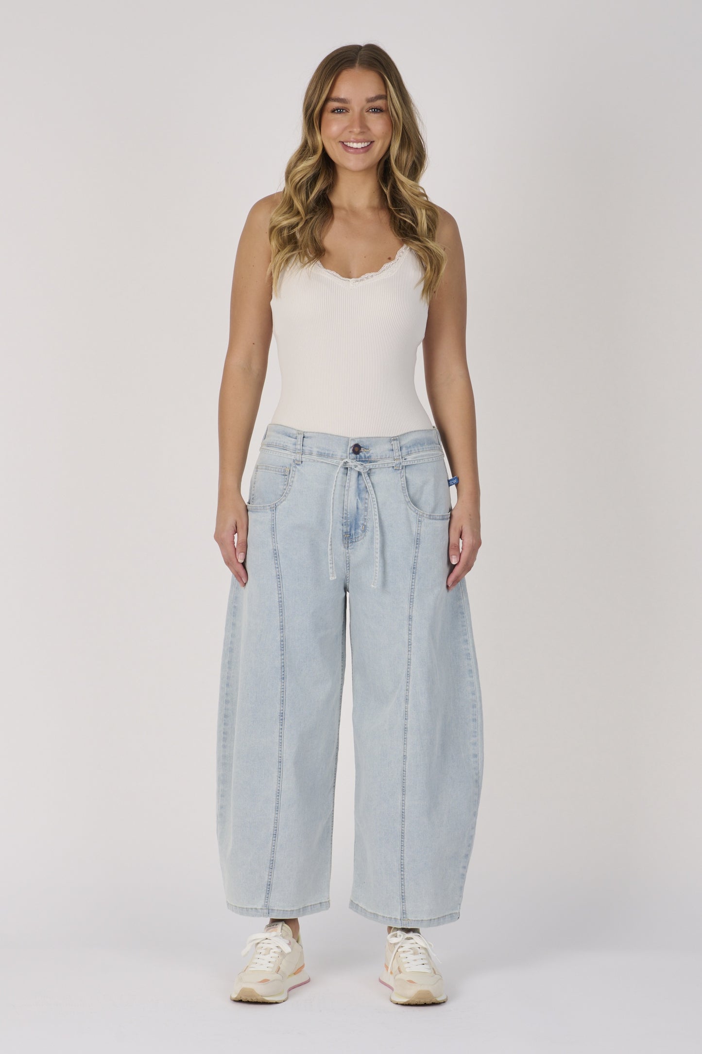 One Ten Willow Barrel Leg Jeans - Light Blue
