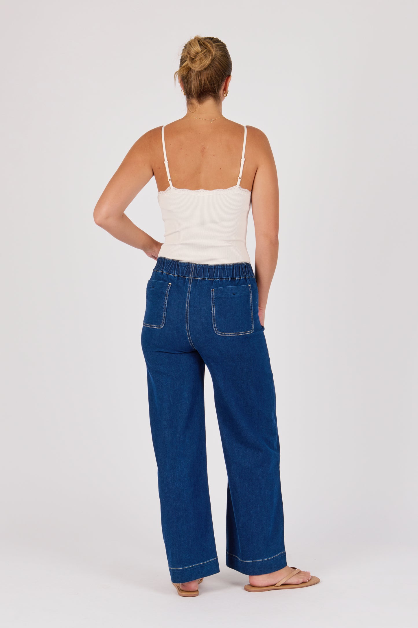 One Ten Willow Seam Detail Straight Leg Jeans - Dark Blue