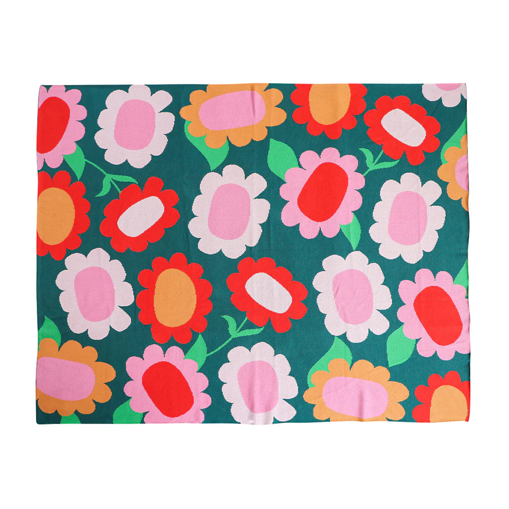 Annabel Trends Throw Cotton Knit Flower Patch 125x 150cm