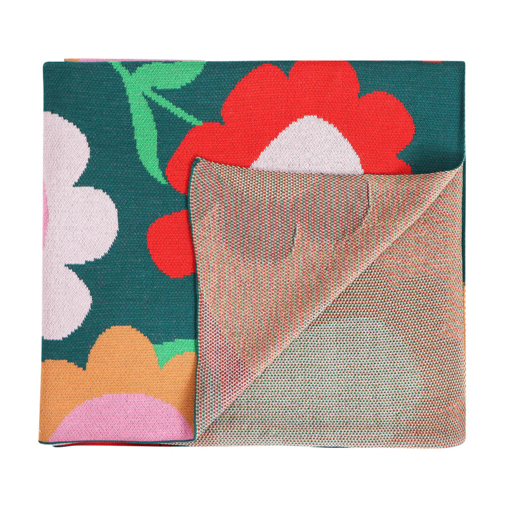 Annabel Trends Throw Cotton Knit Flower Patch 125x 150cm