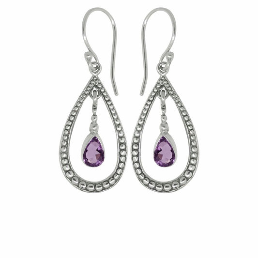 BD Silver & Amethyst Filigree Drop Earring
