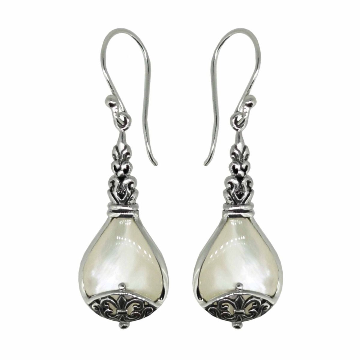 BD Sterling Silver & Mother of Pearl Filigree Drop Earrings