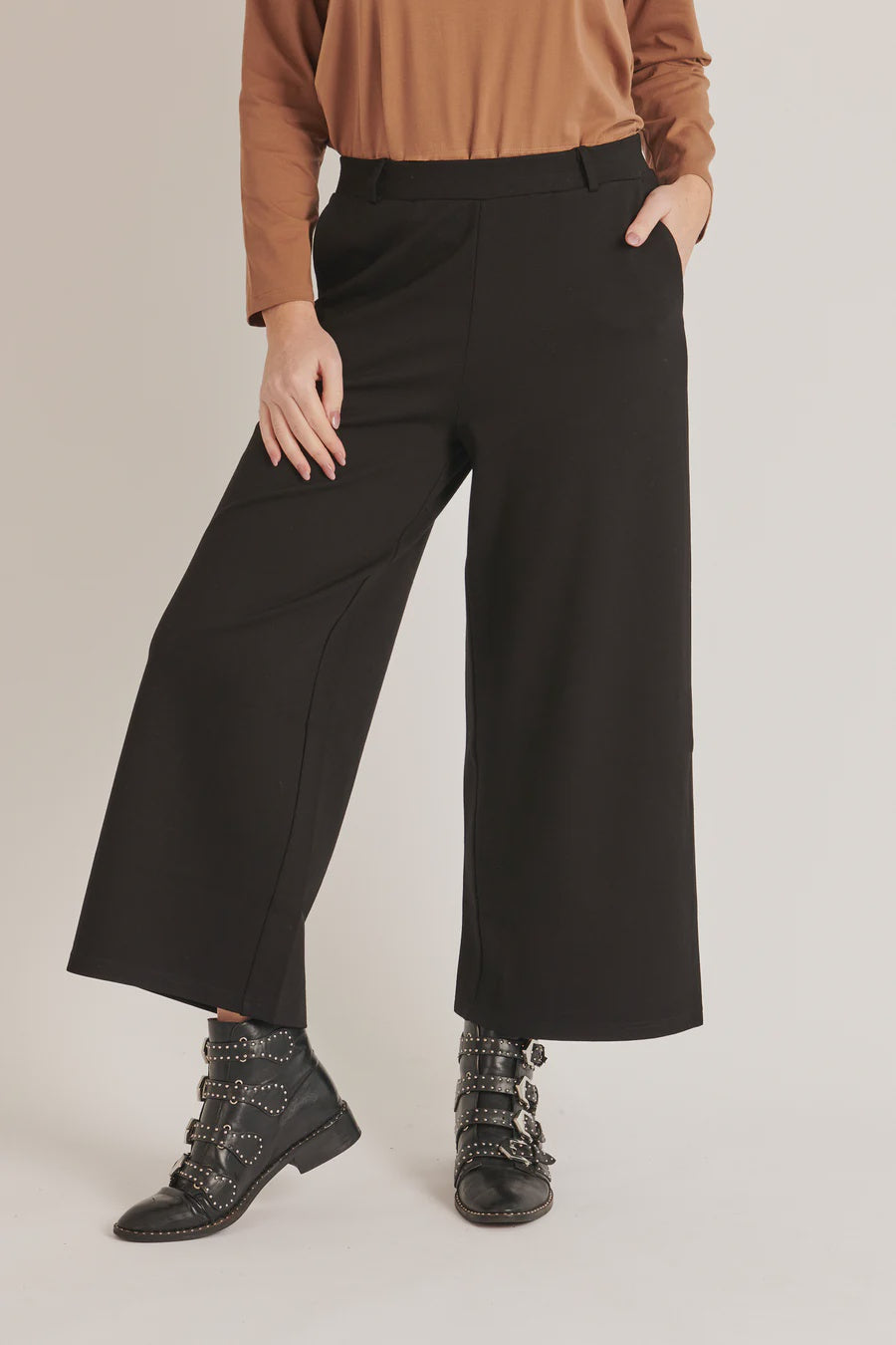 Ellis & Dewey Wide Leg Ponte Pant Black
