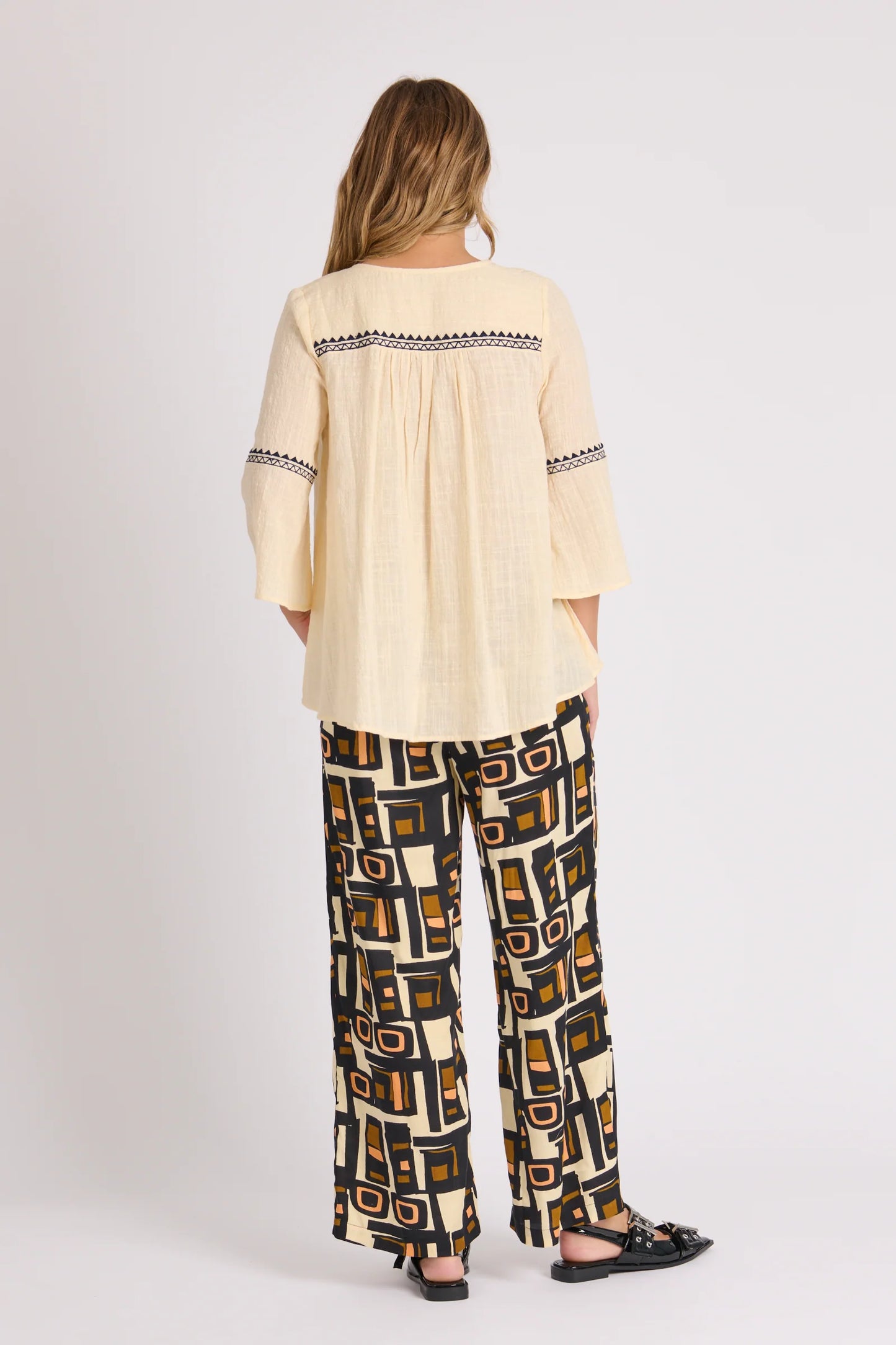 Ellis & Dewey Embroidery Detail Blouse - Stone