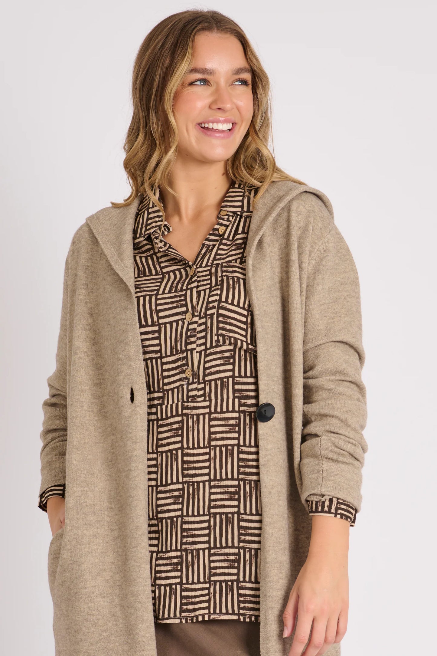 Ellis & Dewey Hooded Cardigan - Oatmeal