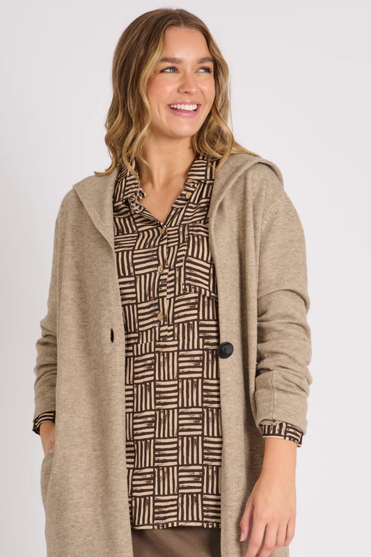 Ellis & Dewey Hooded Cardigan - Oatmeal