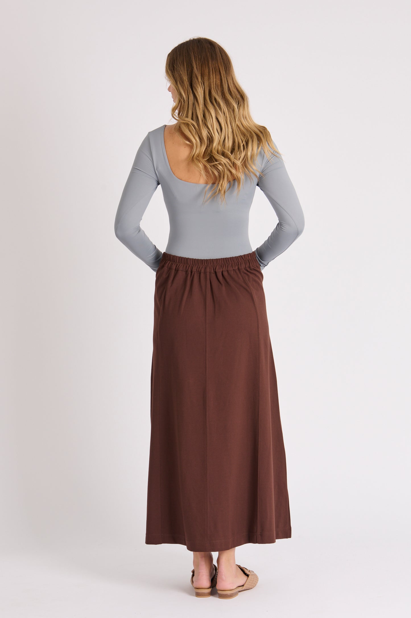 Ellis & Dewey A Line Ponte Skirt Chocolate