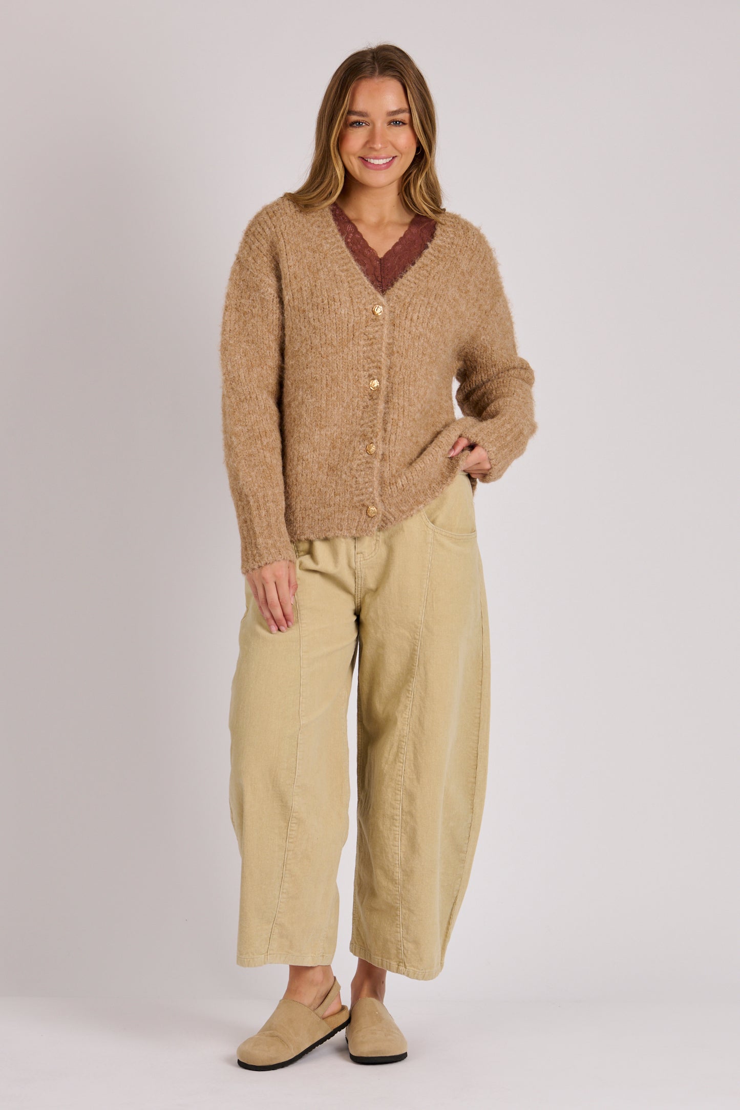 Ellis & Dewey Button Thru Cardigan - Latte