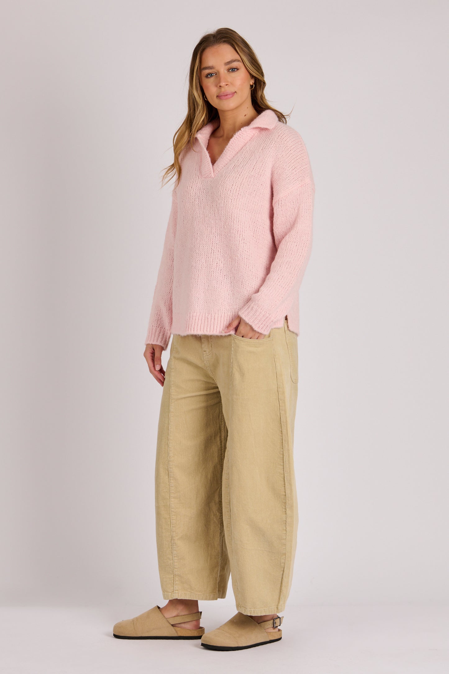 Ellis & Dewey Collared Jumper - Soft Pink