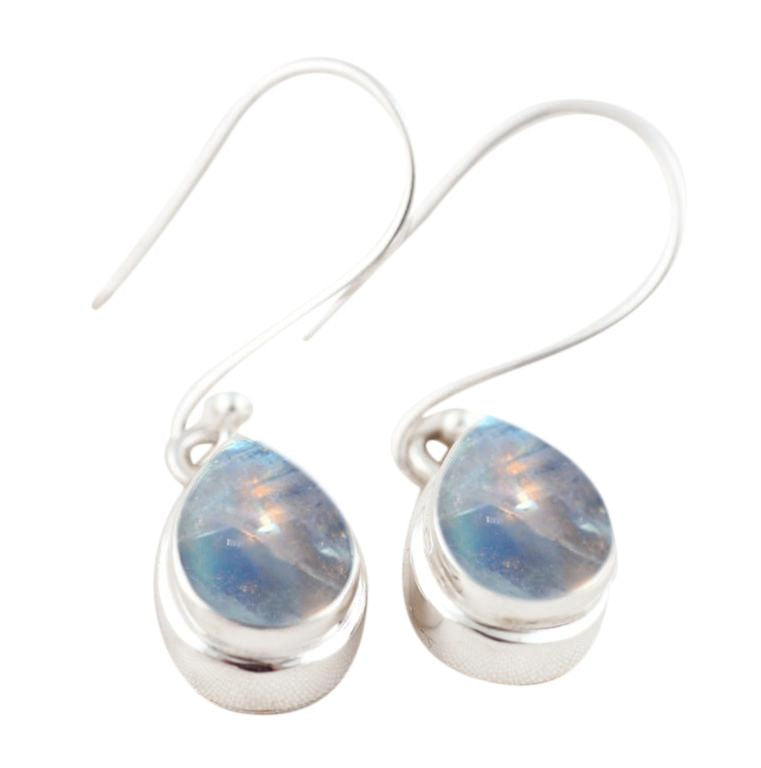 BD Sterling Silver & Moonstone Pear Earrings
