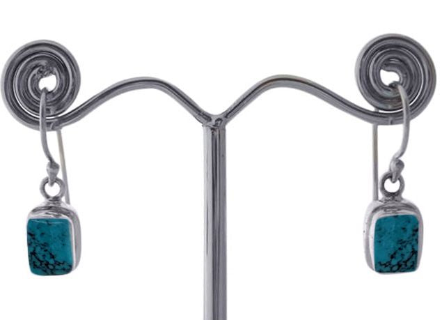 BD Sterling Silver & Turquoise Rectangle Earrings