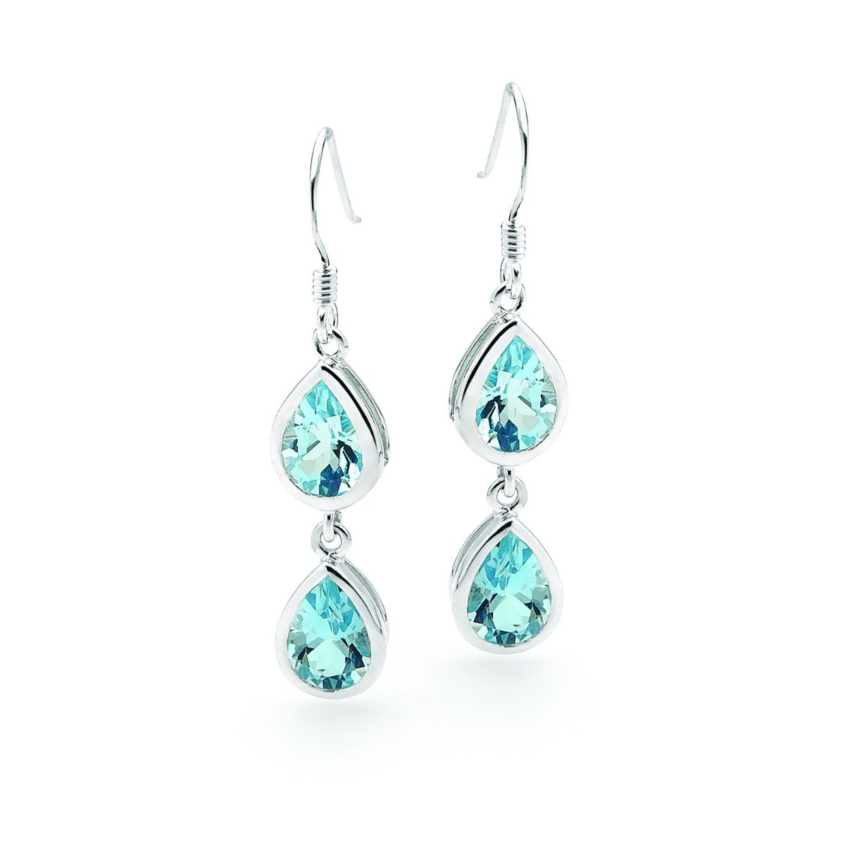 BD Silver & Blue Topaz 2 Drop Earrings