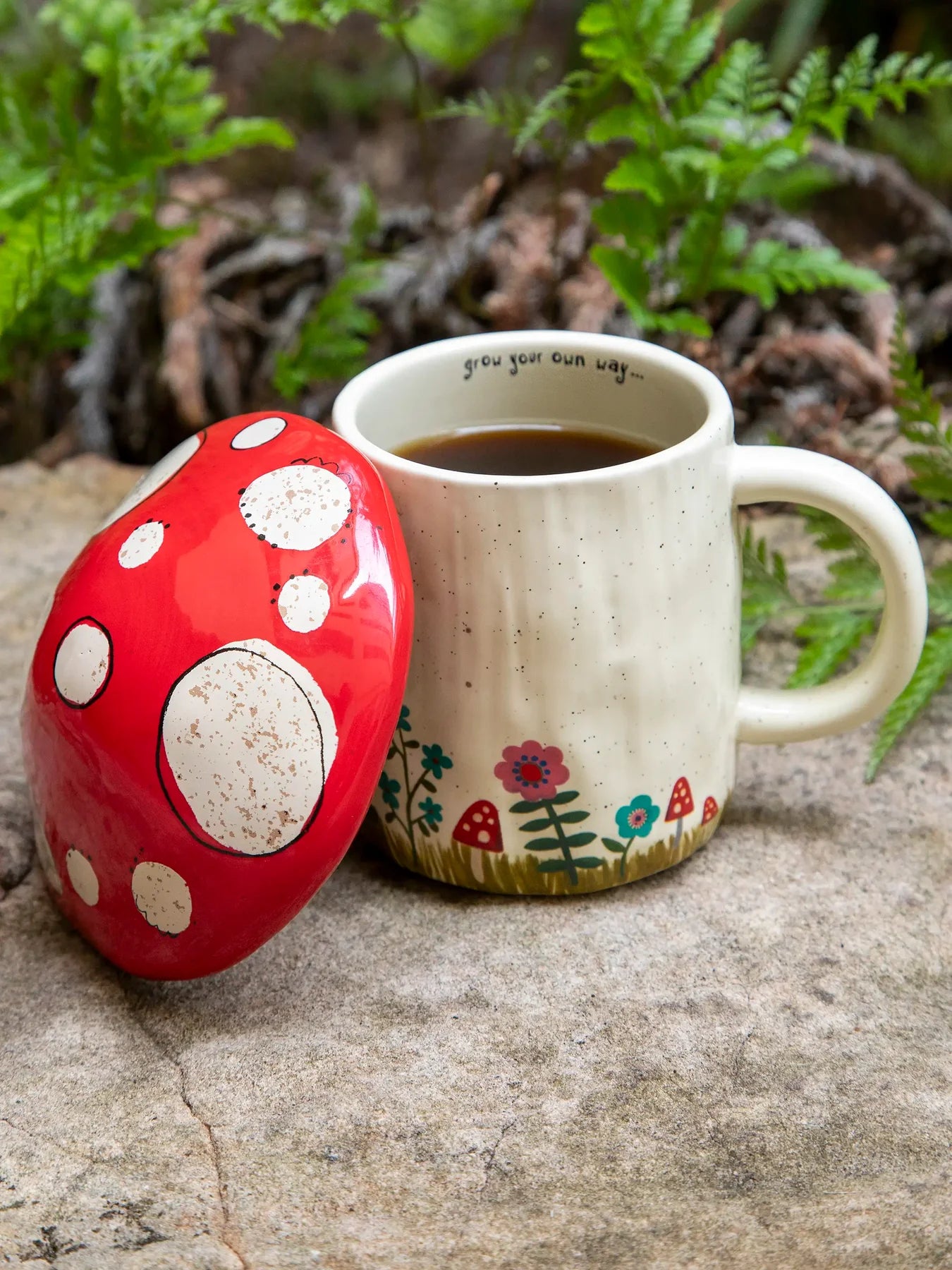 Natural Life Mushroom Mug With Lid Grow Your Own Way