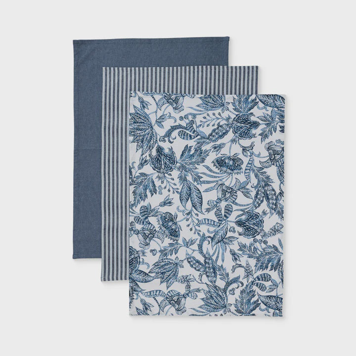 Madras Link Samara Dark Blue Tea Towel 3pk