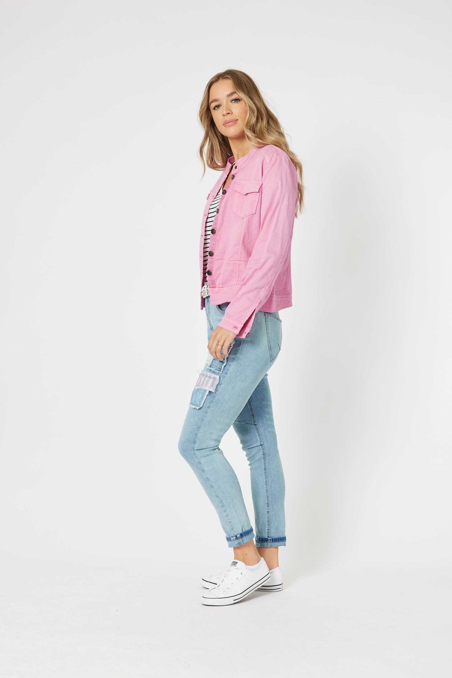Threadz Maggie Denim Jacket - Flamingo