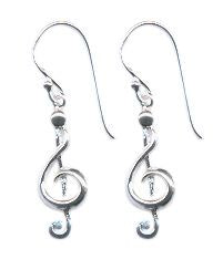 BD Sterling Silver Treble Clef Earrings