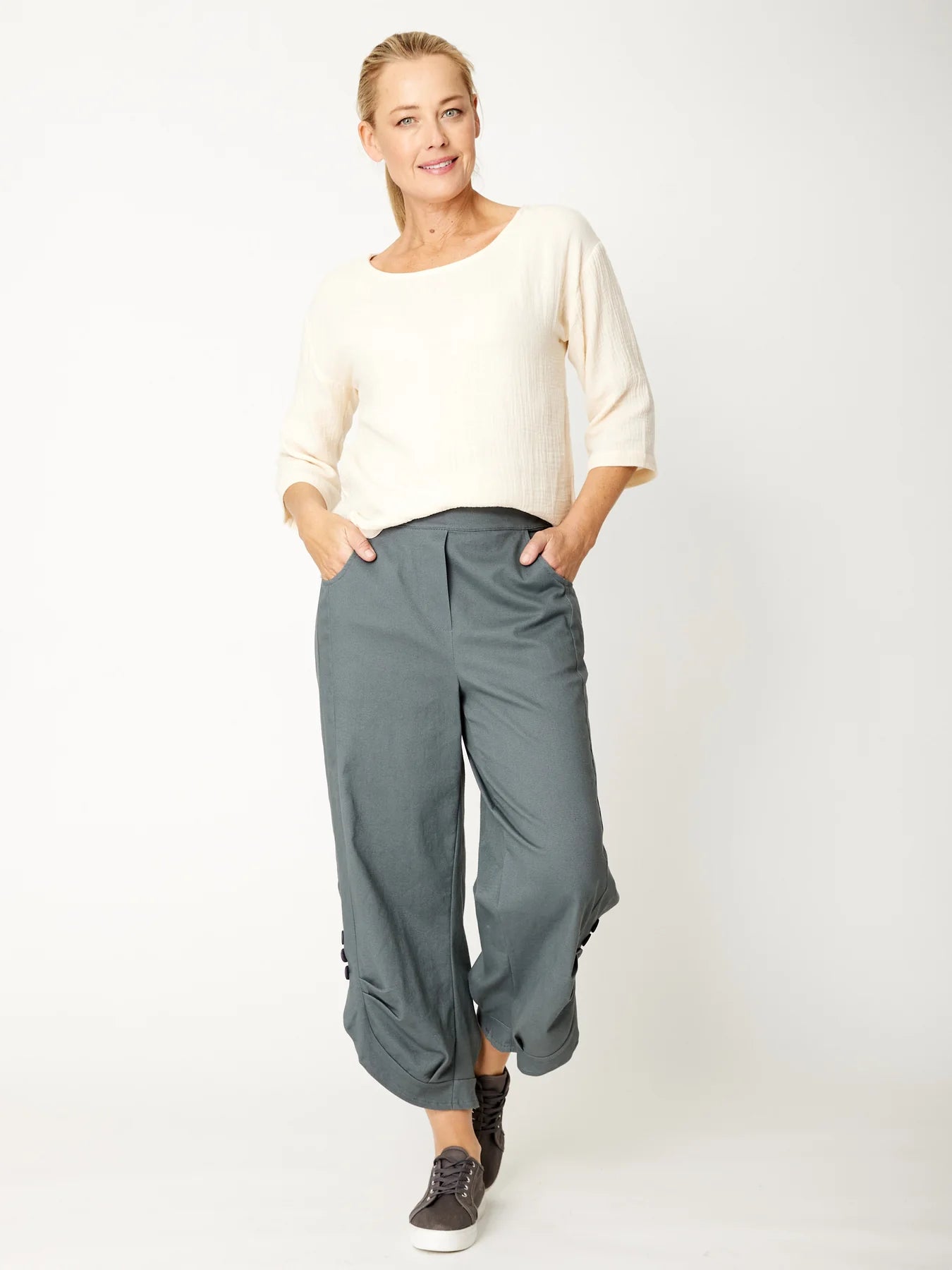 Luna Sky Anywhere Button Pant - Slate