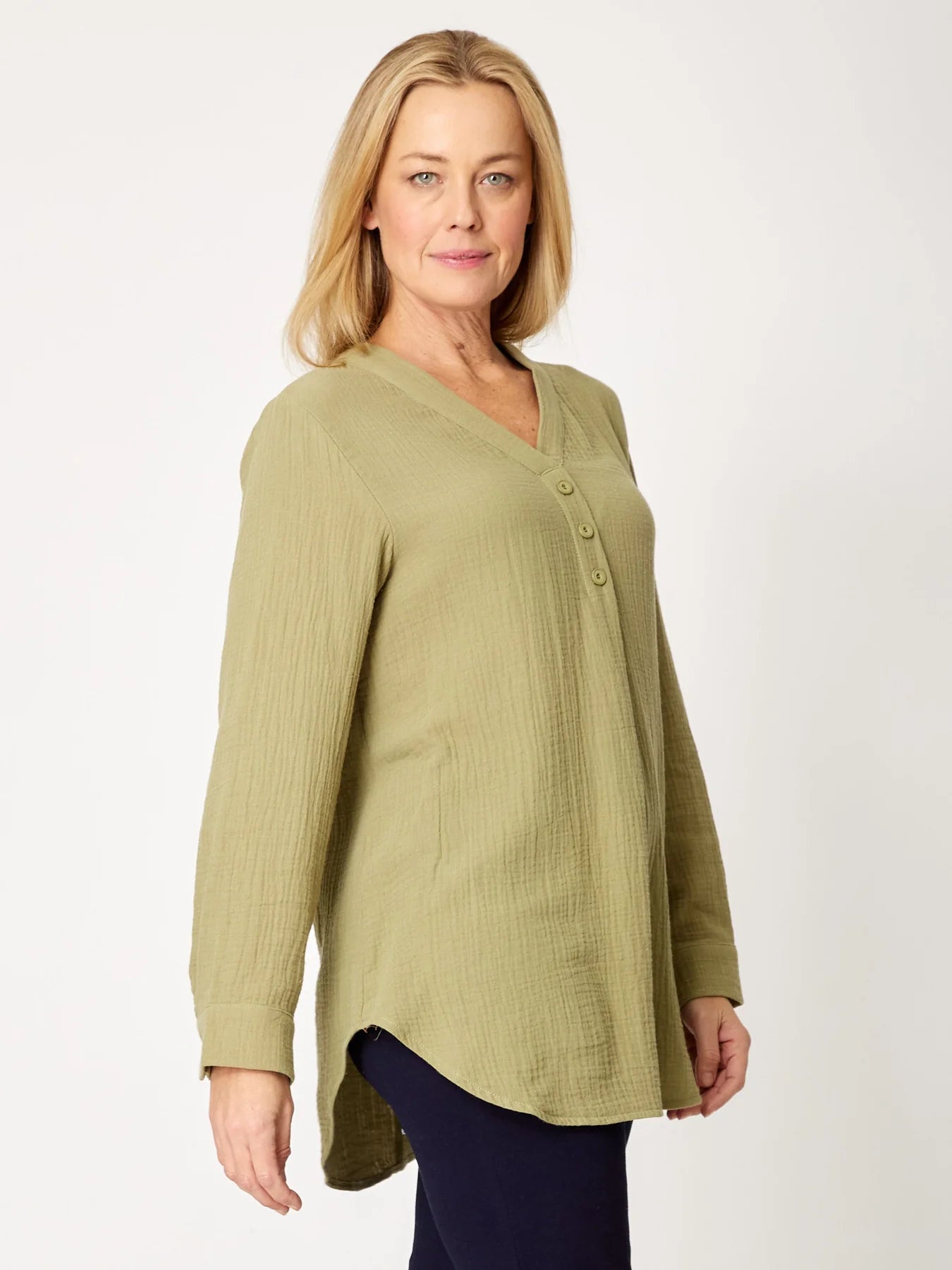 Cordelia St Bubble Cotton Button Shirt - Khaki