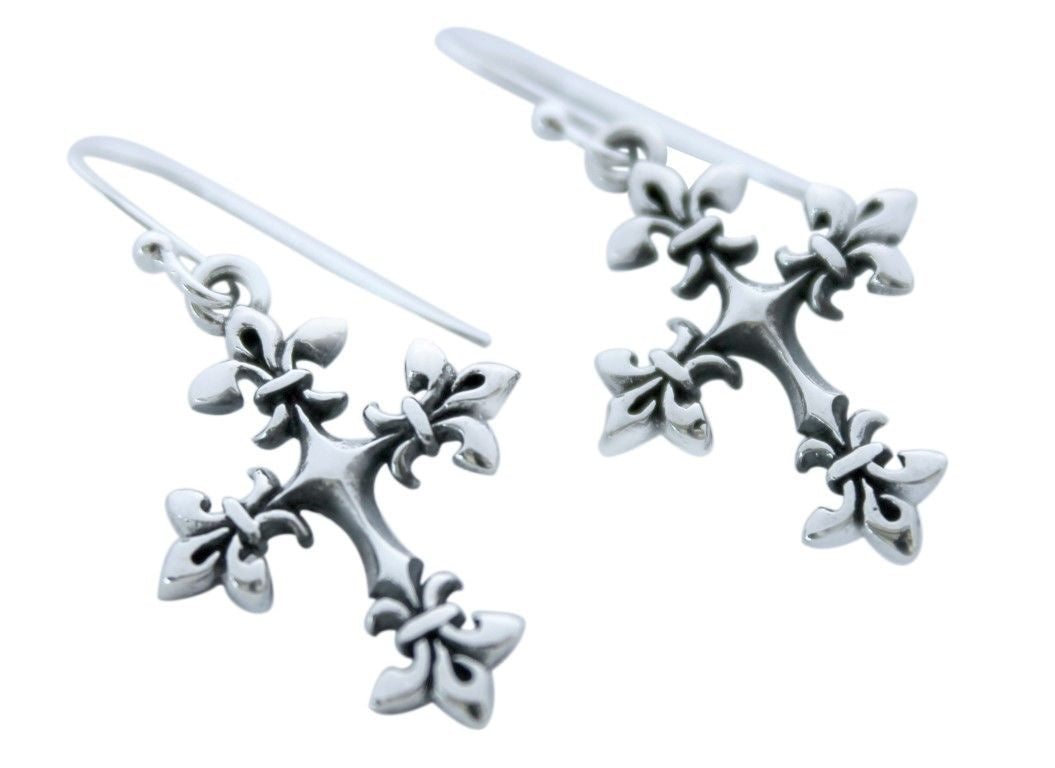BD Sterling Silver Oxidised Cross Earrings