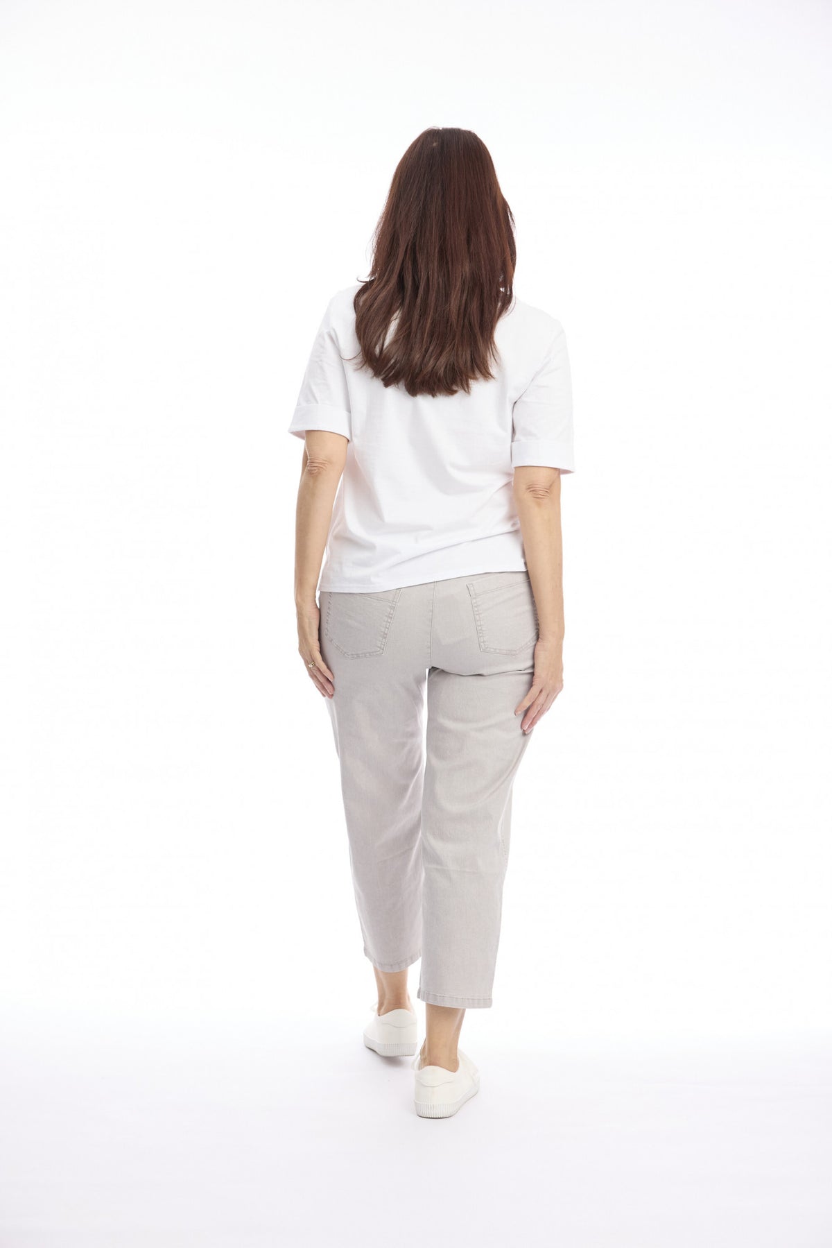 Cafe Latte Washed Drawstring Pull On 7/8 Pant - Natural