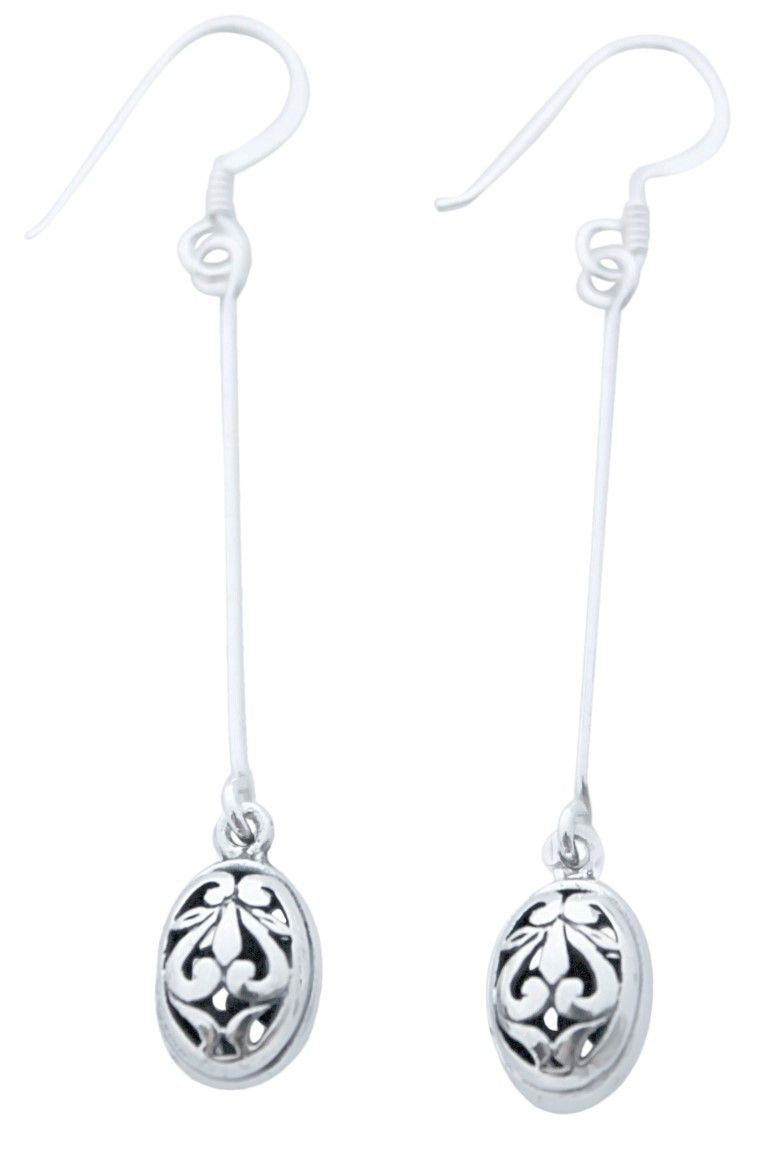 BD Sterling Silver Filigree Round Drop Earrings