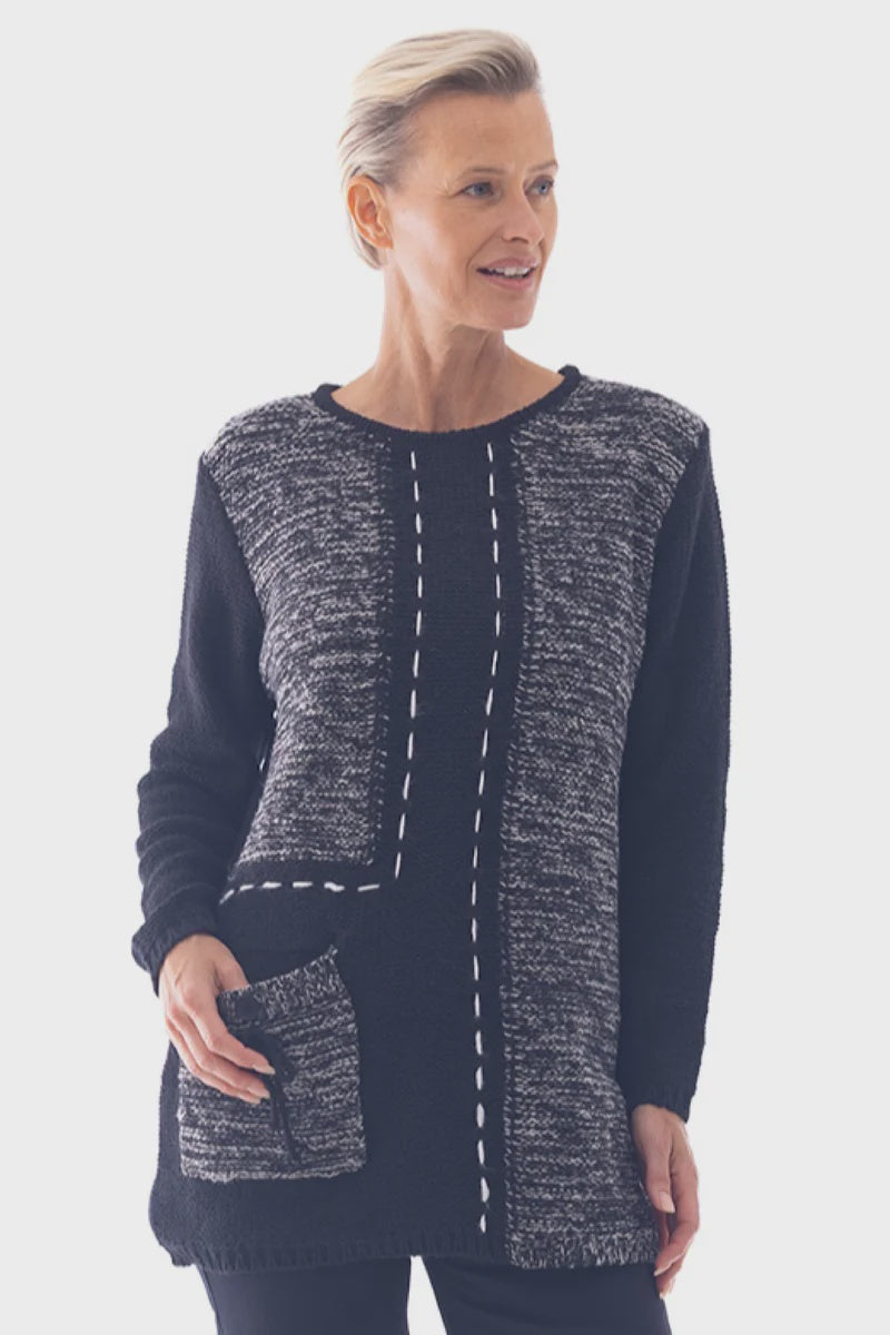 Cafe Latte Black/Grey Pocket Knit Tunic
