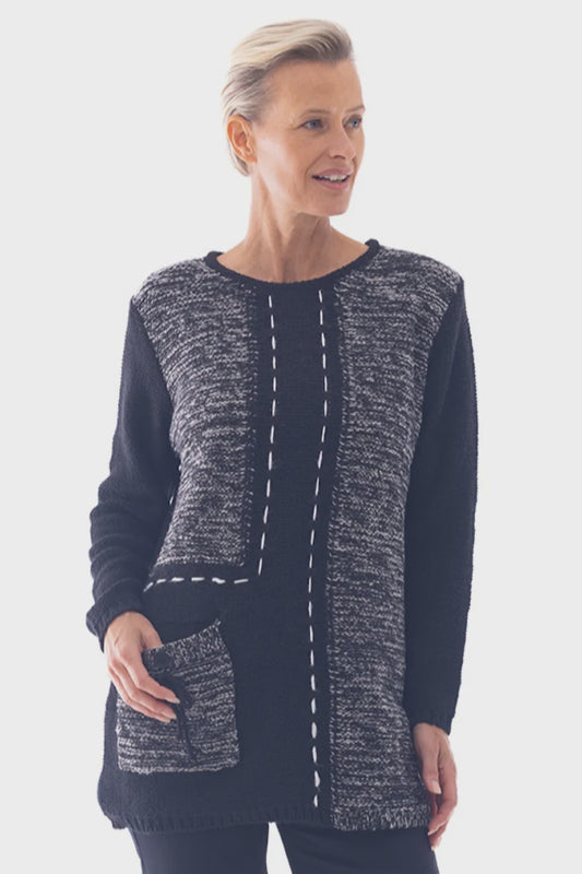 Cafe Latte Black/Grey Pocket Knit Tunic