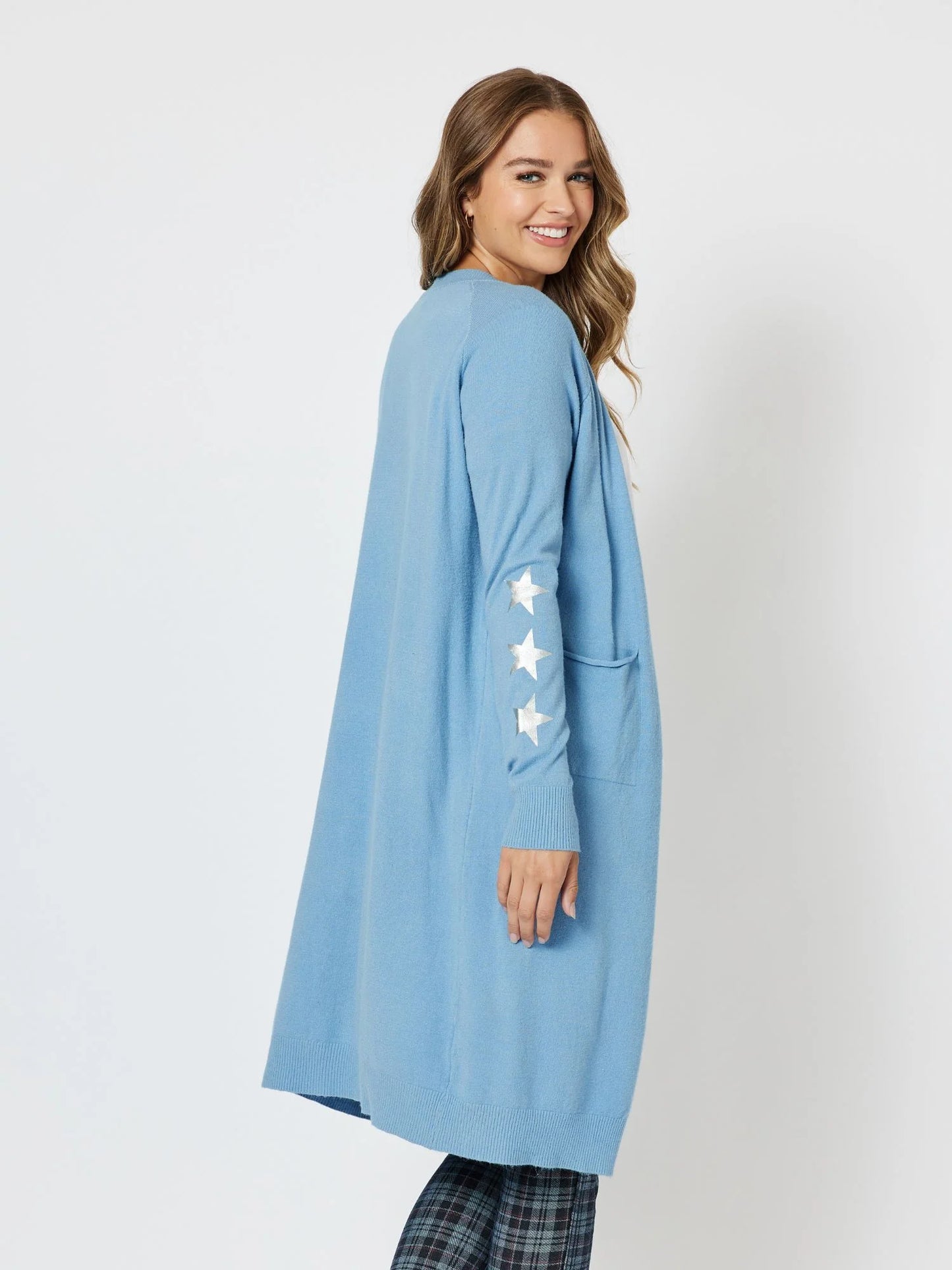 Threadz Superstar Longline Cardigan Powder