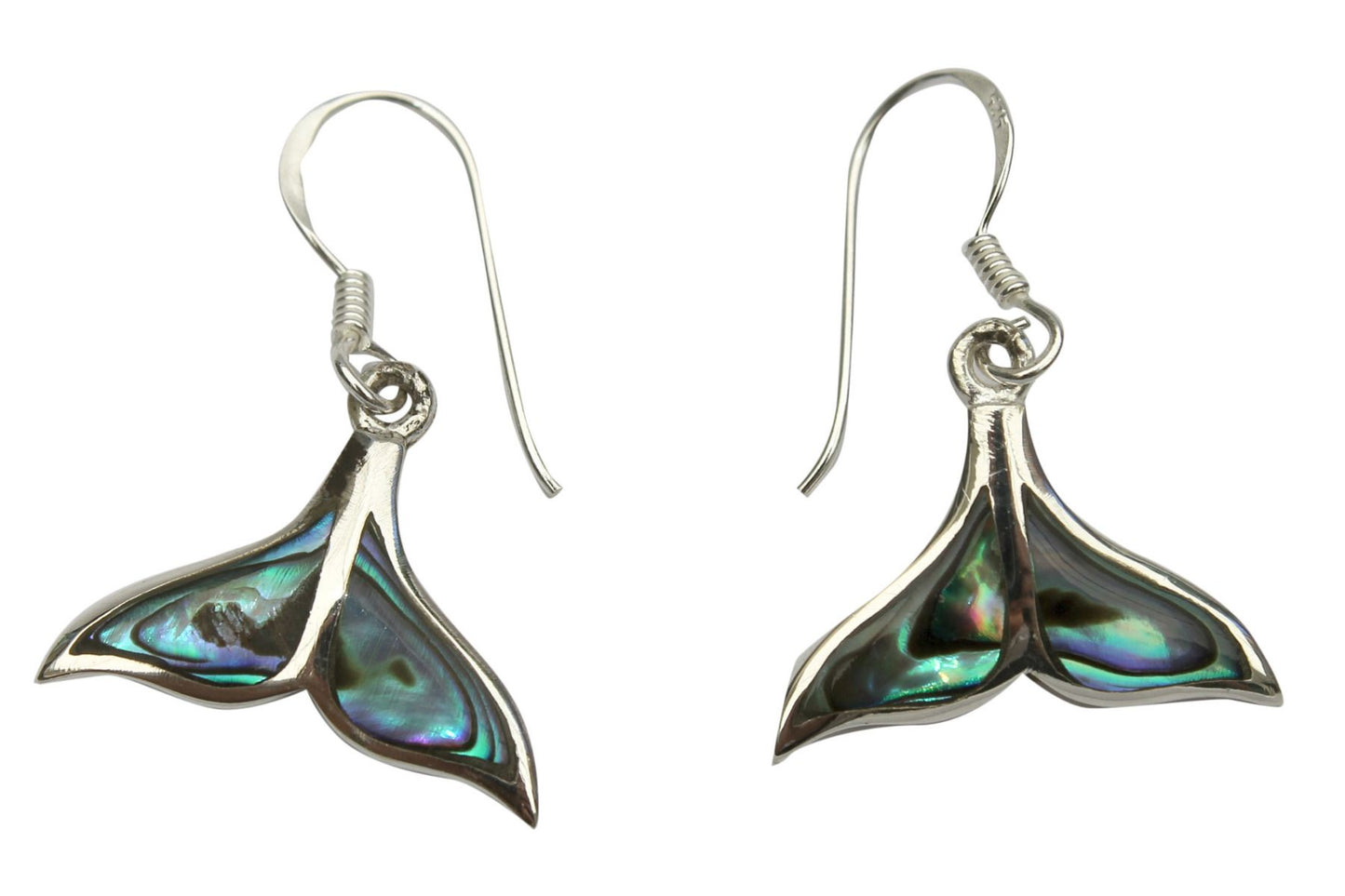 BD Sterling Silver & Paua Whale Tail Earrings