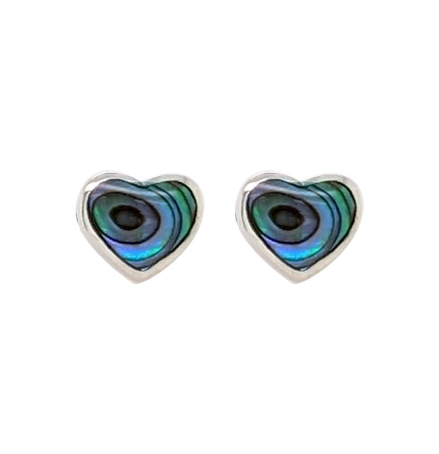 BD Sterling Silver & Paua Heart Studs