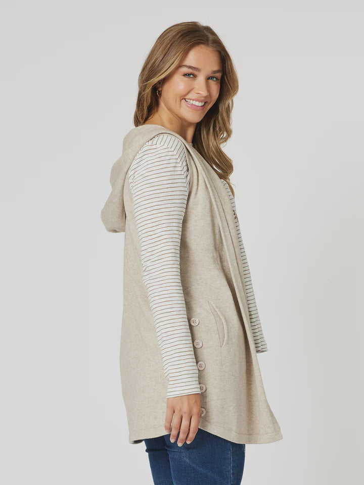 Threadz Ollie Side Button Vest Oatmeal