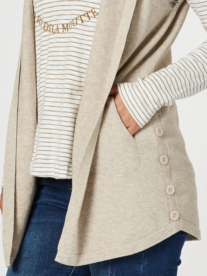 Threadz Ollie Side Button Vest Oatmeal