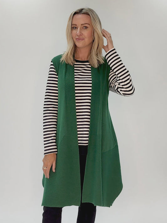 Clarity Pia Long Line Vest -Emerald