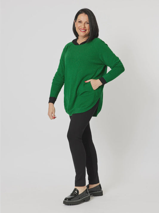 Clarity Pia Button Back Knit - Emerald