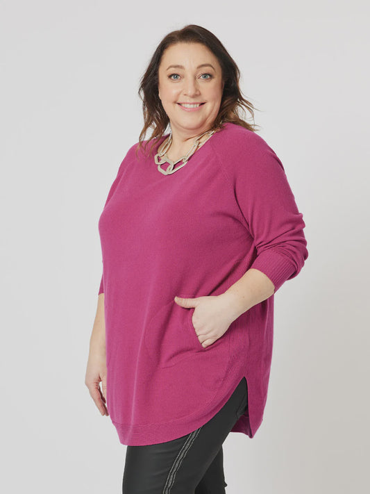 Clarity Pia Button Back Knit Magenta
