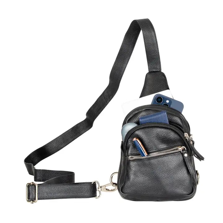 Greenwood Leather Summit Sling Backpack - Black