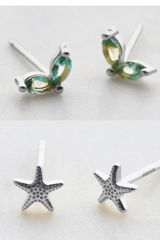 Zafino Double Blue Starfish Stud Set
