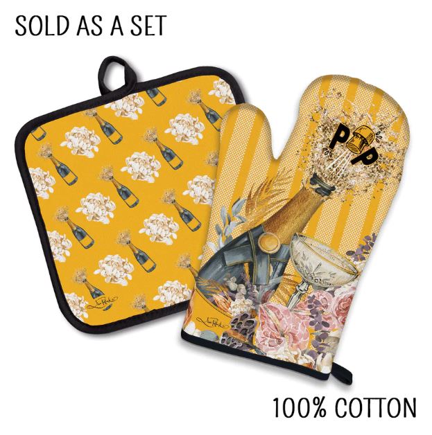 Lisa Pollock Cotton Oven Mit + Pot Holder Set