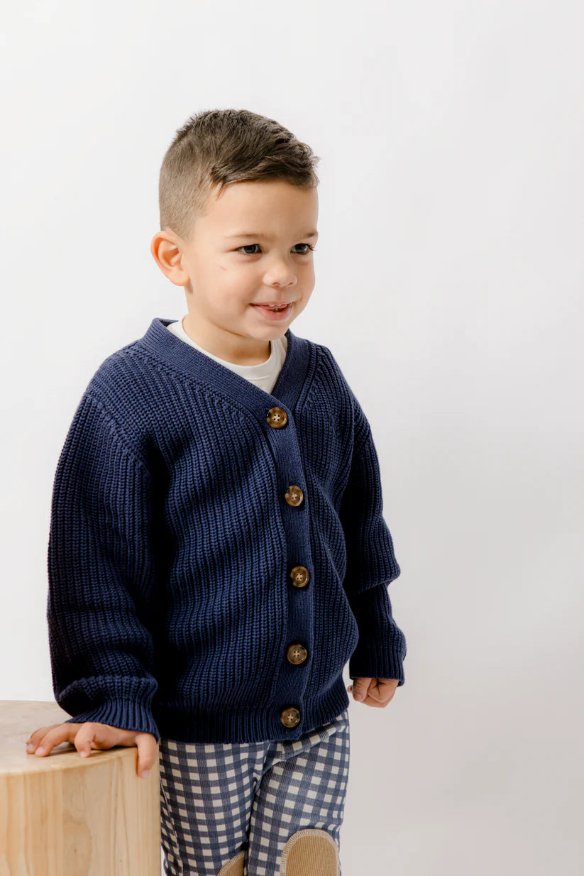 Homegrown Kids Chunky Knit Cardigan - Navy