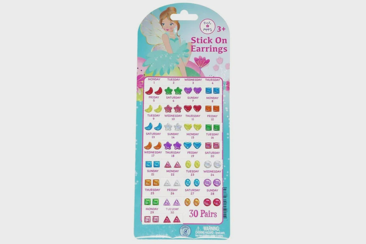 Pink Poppy Stick On Earrings